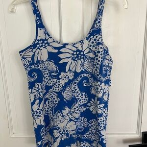 Blue and White Floral Tank